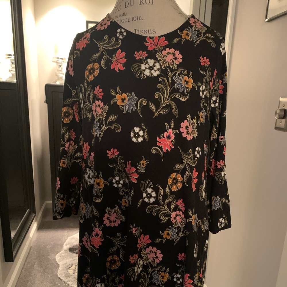 Loft Floral Long Sleeve Swing Dress